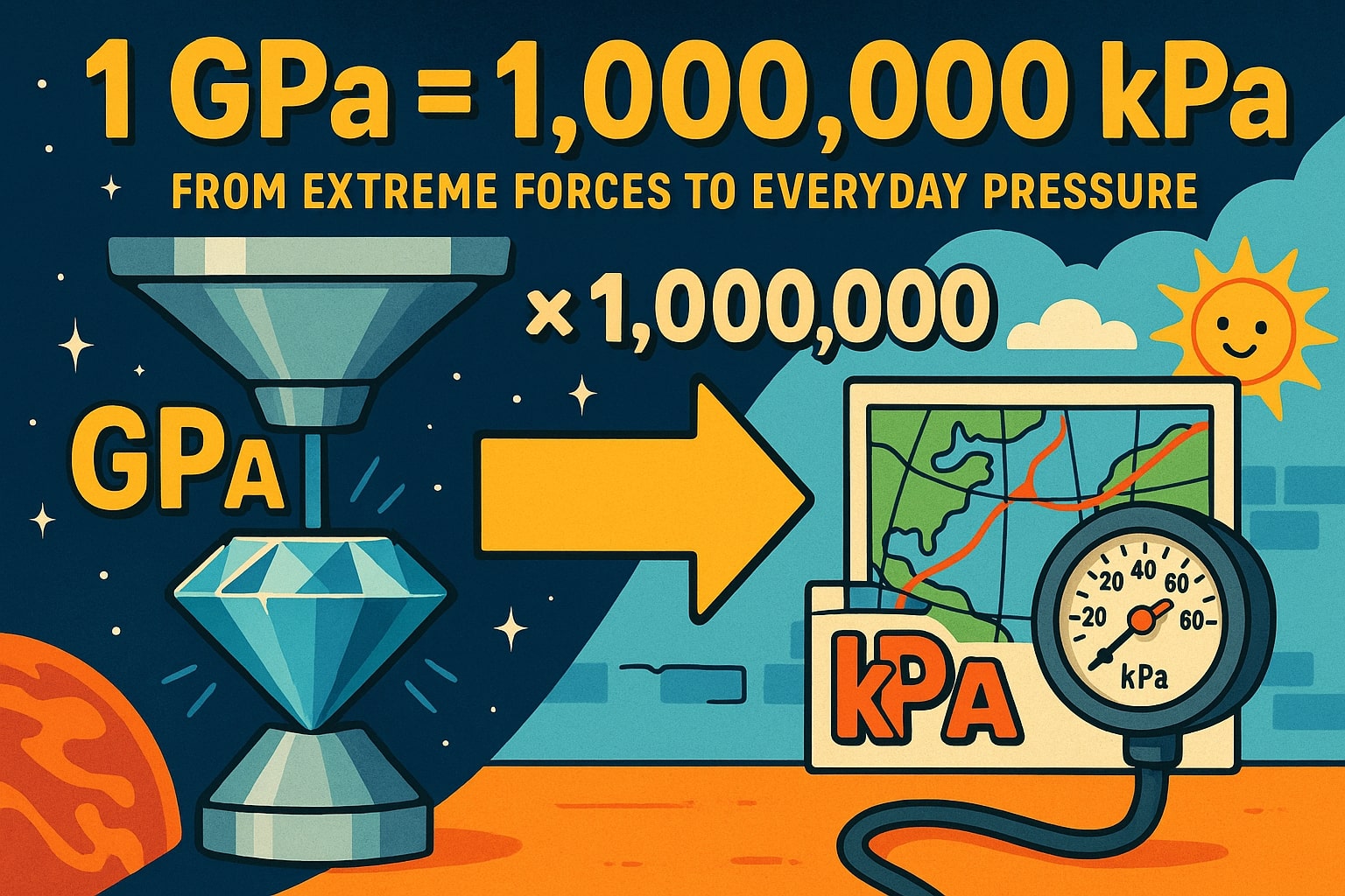 Conversor de Gigapascal para Kilopascal