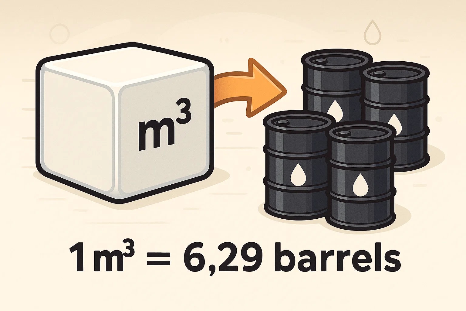 Conversor de Metros Cúbicos para Barris de Petróleo