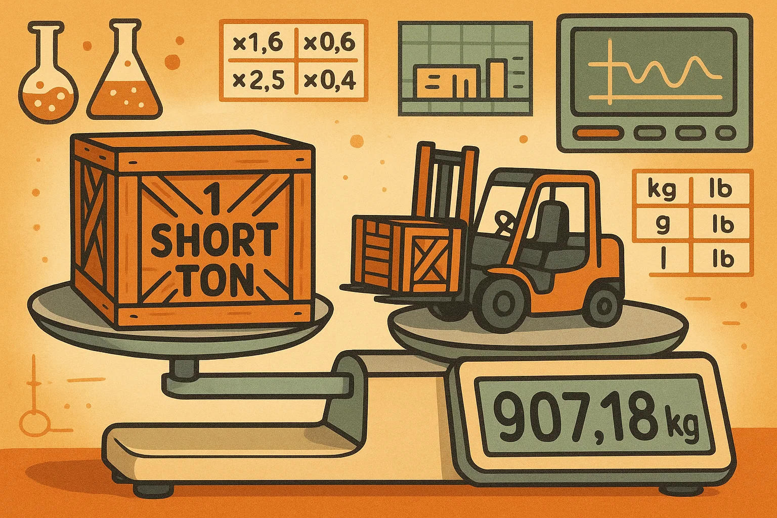 Conversor de Toneladas Curtas para Quilogramas