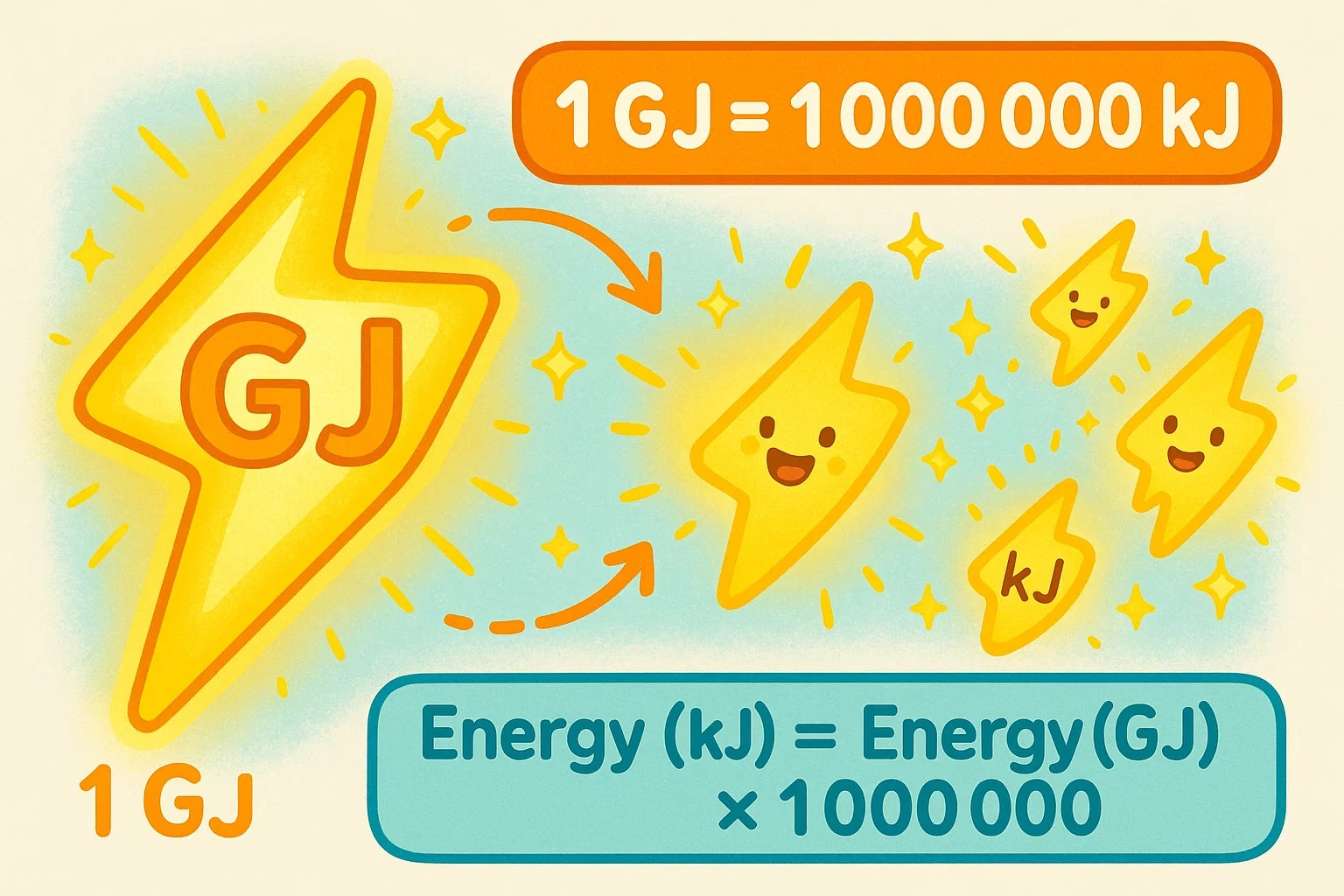 Conversor de Gigajoules para Kilojoules