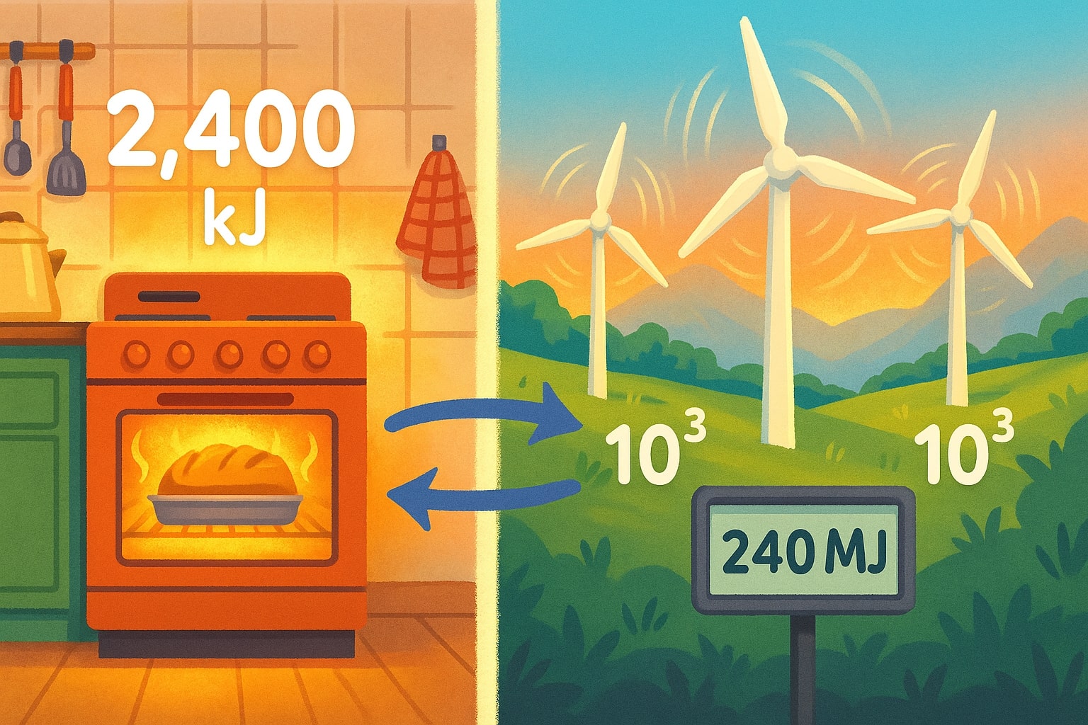 Conversor de Quilojoules para Megajoules