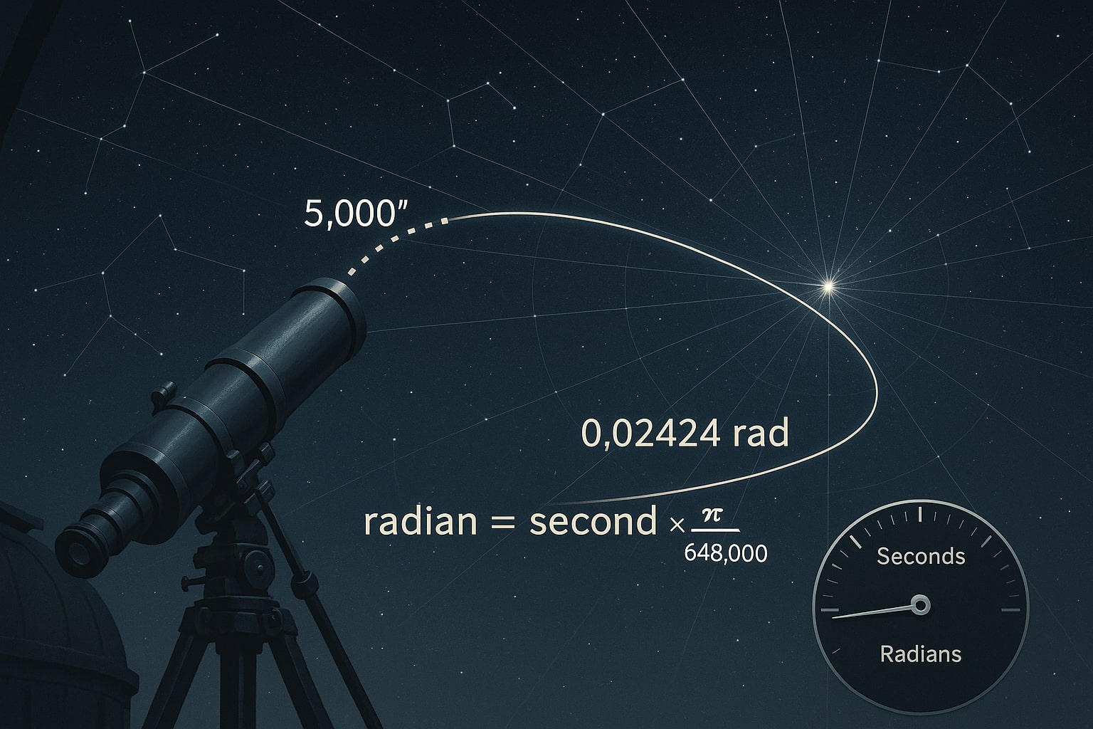 Conversor de segundos de arco para radianos