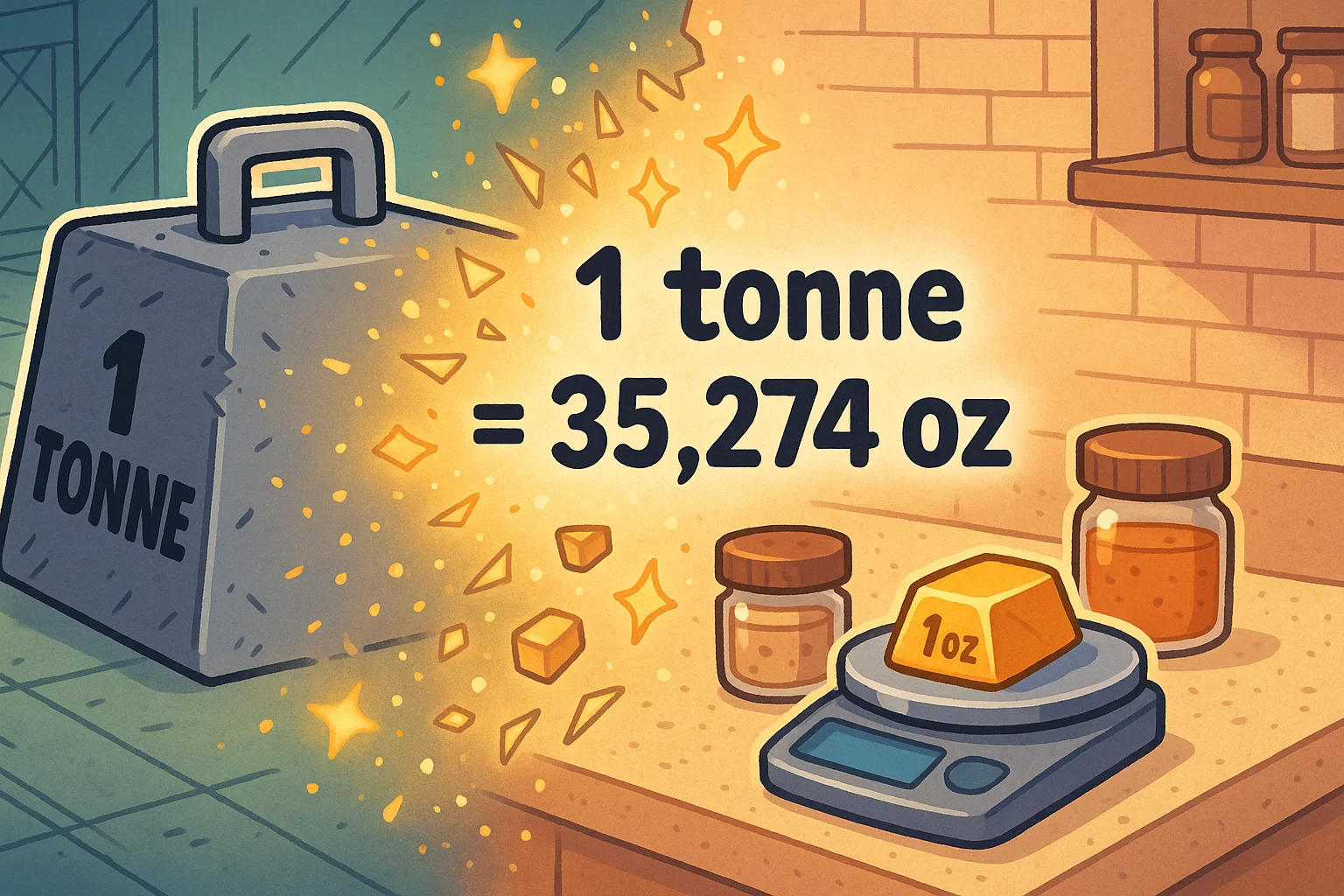 Conversor de toneladas para onças