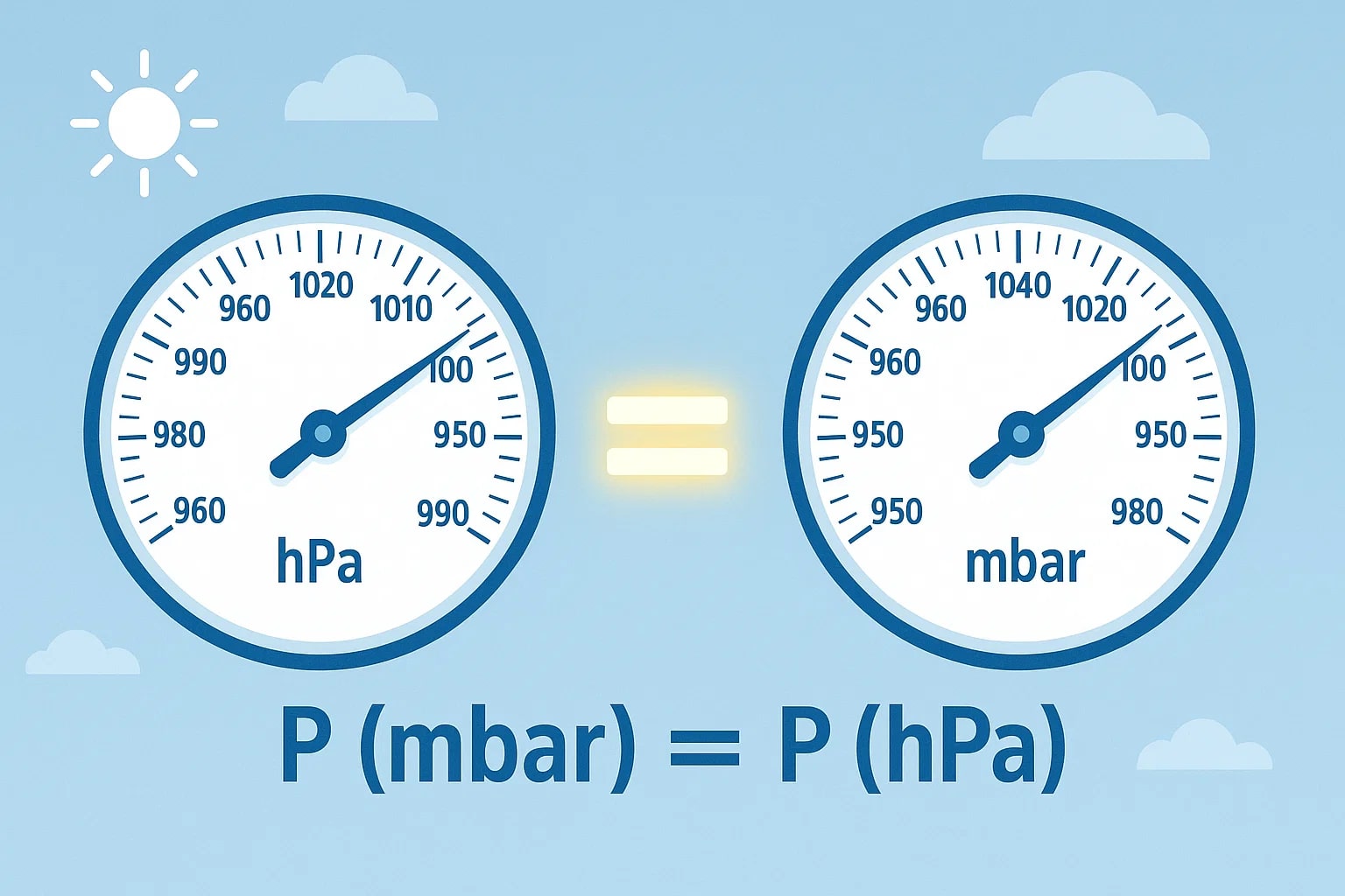 Conversor de Hectopascais para Milibares