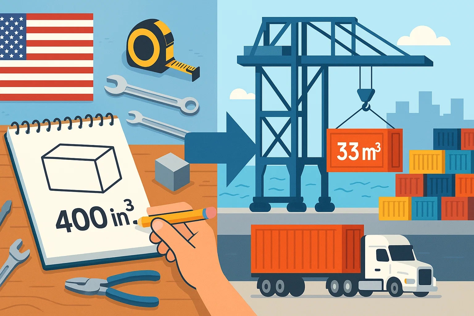 Conversor de Polegadas Cúbicas para Metros Cúbicos