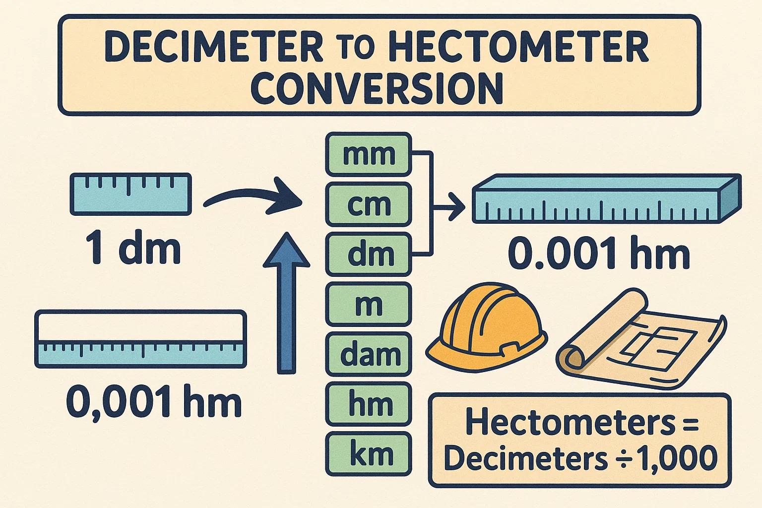 Conversor de decímetro para hectômetro