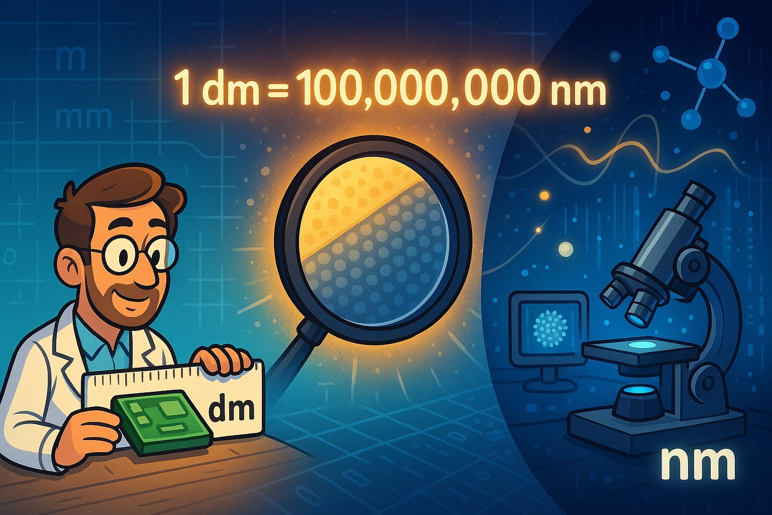 Conversor de Decímetro para Nanômetro