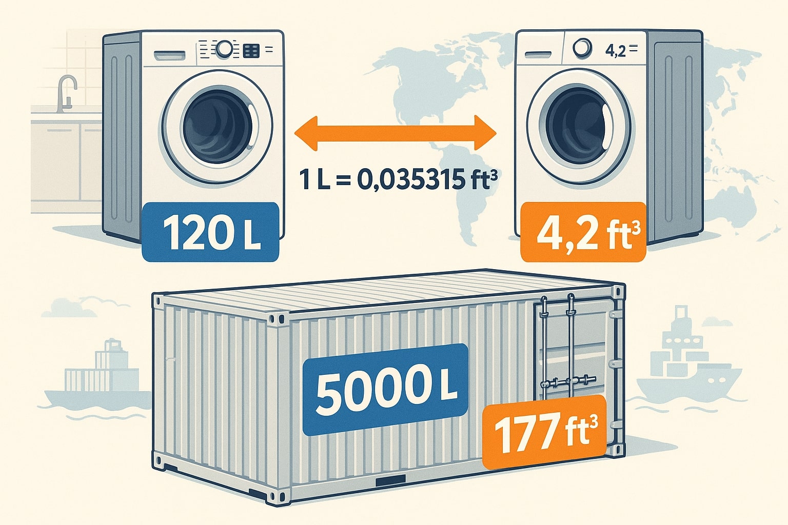 Conversor de Litros para Pés Cúbicos