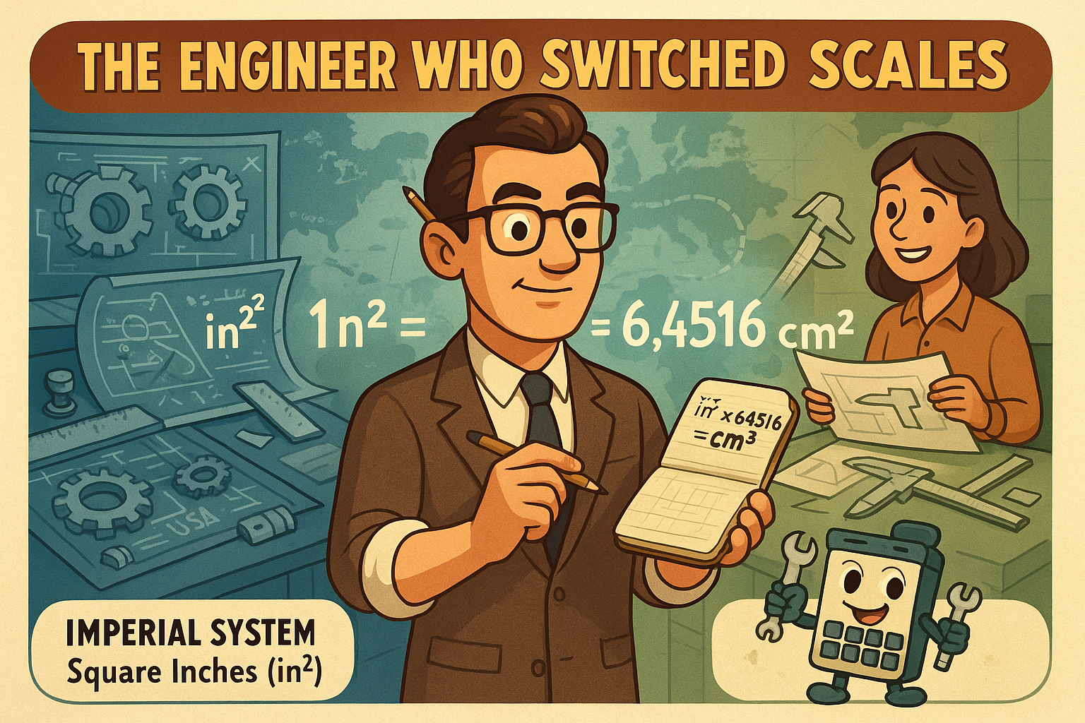 Conversor de Polegadas Quadradas para Centímetros Quadrados