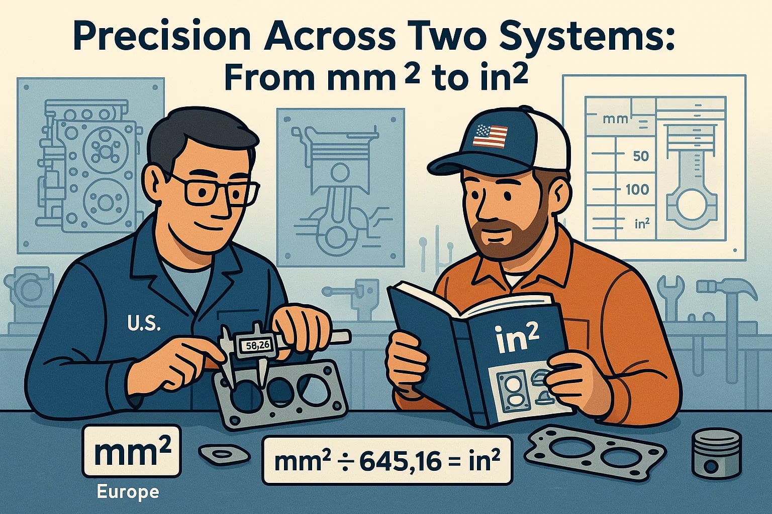 Conversor de Milímetros Quadrados para Polegadas Quadradas
