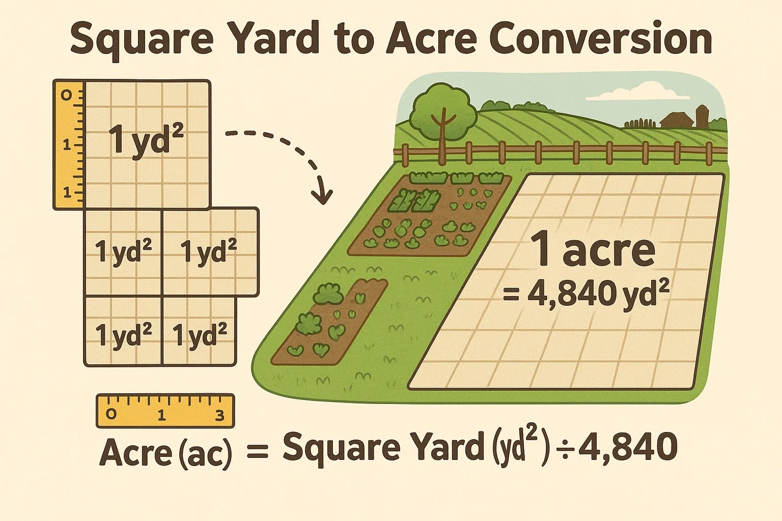 Conversor de Jardas Quadradas para Acres
